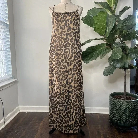 chinese dress ladies Ava Women's Loren Sheer Wrap Dress in Snow Leopard LG main image 0
